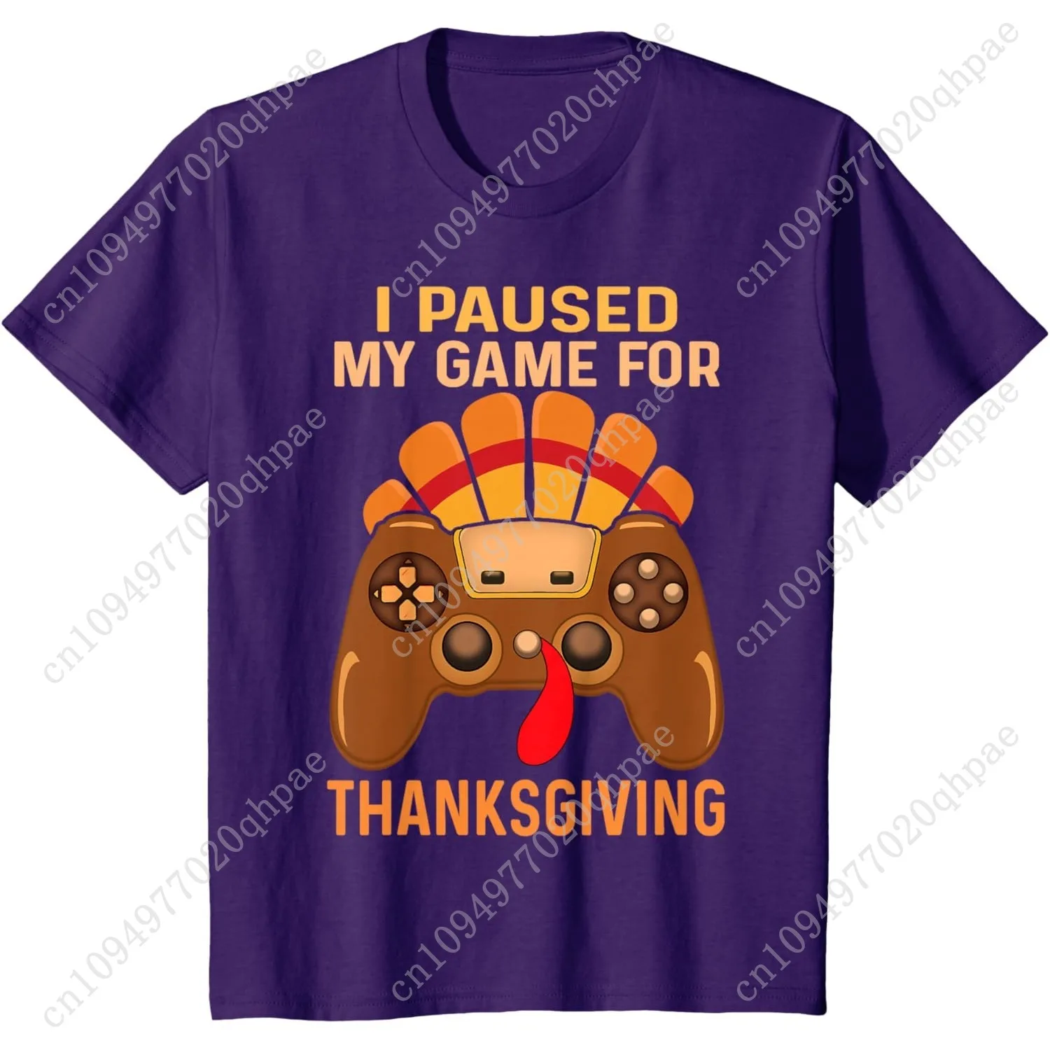 Happy Thanksgiving gaming fall Turkey gamer boys kids men T-Shirt