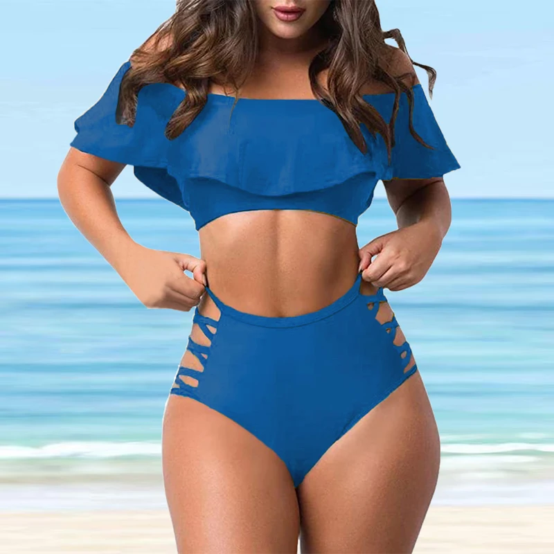 Maillot de bain deux pièces imprimé, ample, Sexy, à la mode, pour femmes, Bikini, taille haute, ensemble deux pièces, vêtements de plage, tendance 2022