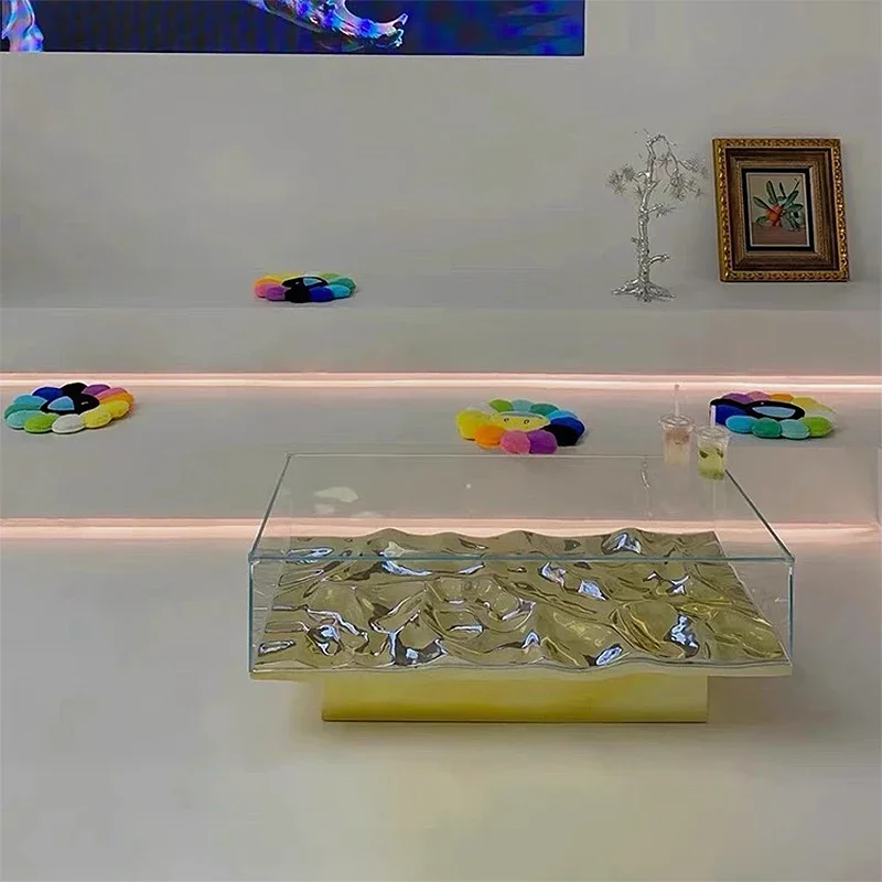 طاولة جانبية زجاجية شفافة، طاولة قهوة حديثة في غرفة المعيشة #4