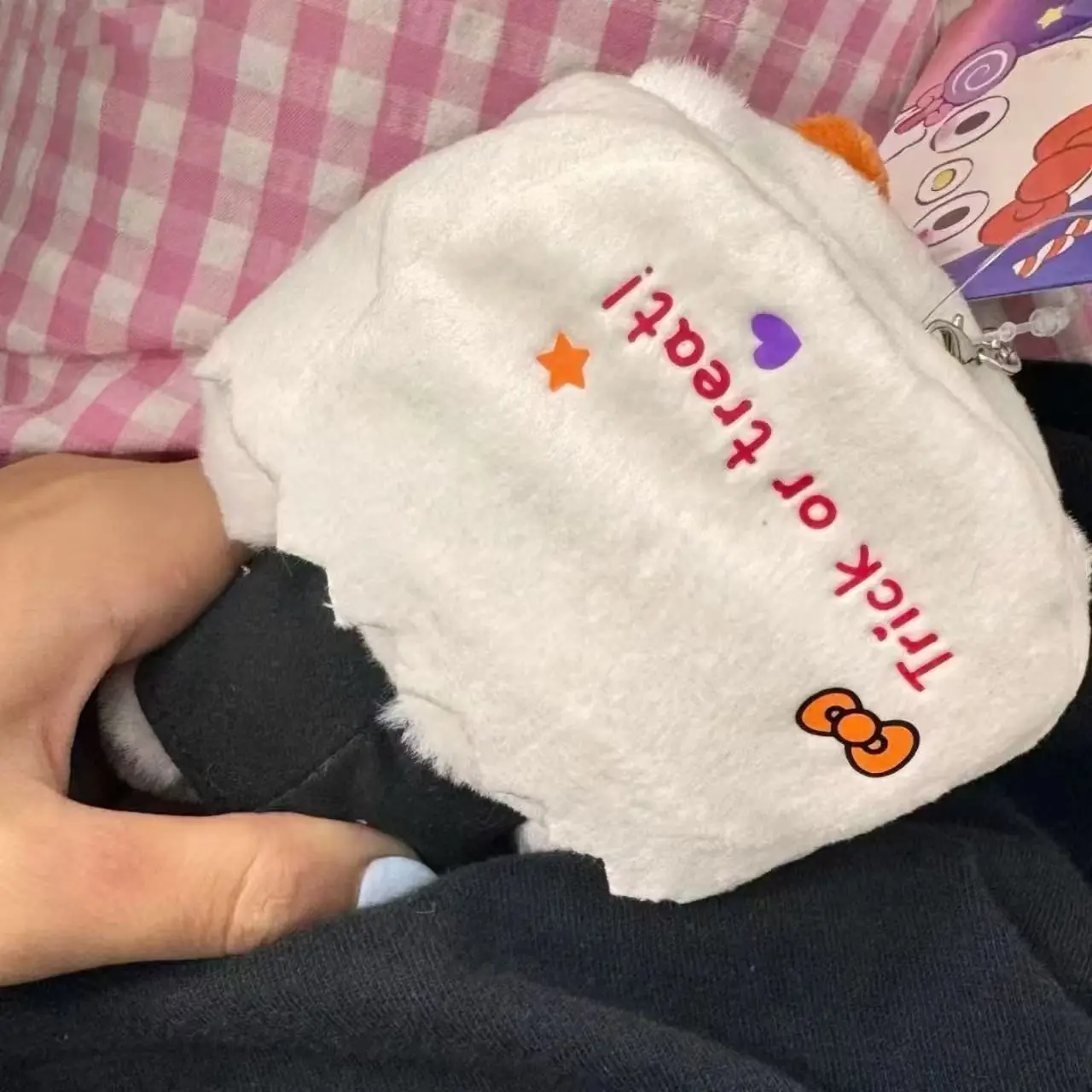 Miniso Fantasma di Halloween Sanrio Fascia carina rimovibile per borsa Katie con ciondolo portachiavi