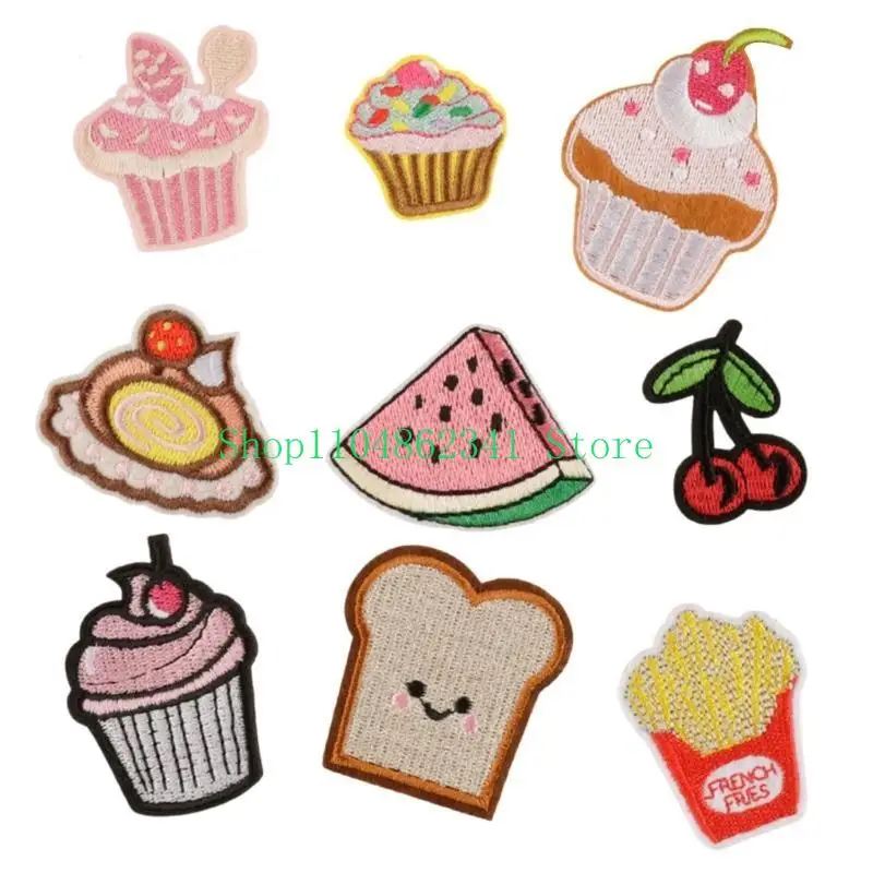 5asd 9pcs dessert tema topi in tessuto cucire applique per il progetto artigianato creativo
