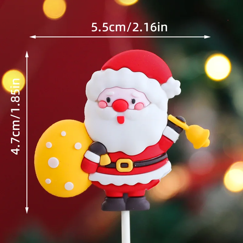 Neue Cupcake-Dekoration für Weihnachtskuchen, weicher Gummi-Weihnachtsbaum, Weihnachtsmann, Schneemann für Neujahr 2025, Weihnachts-Kuchenaufsatz – Detail 28