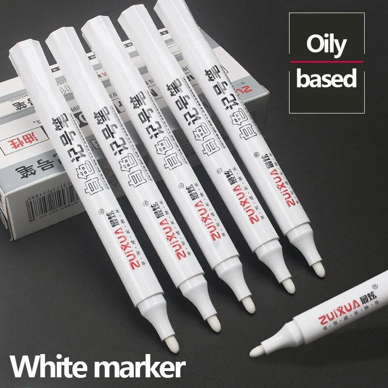 

1/3/5 Pieces White Marker Pens Oily Waterproof White Gel Pen 2.0mm DIY Graffiti Sketch Wrting Markers School Stationery Supplies