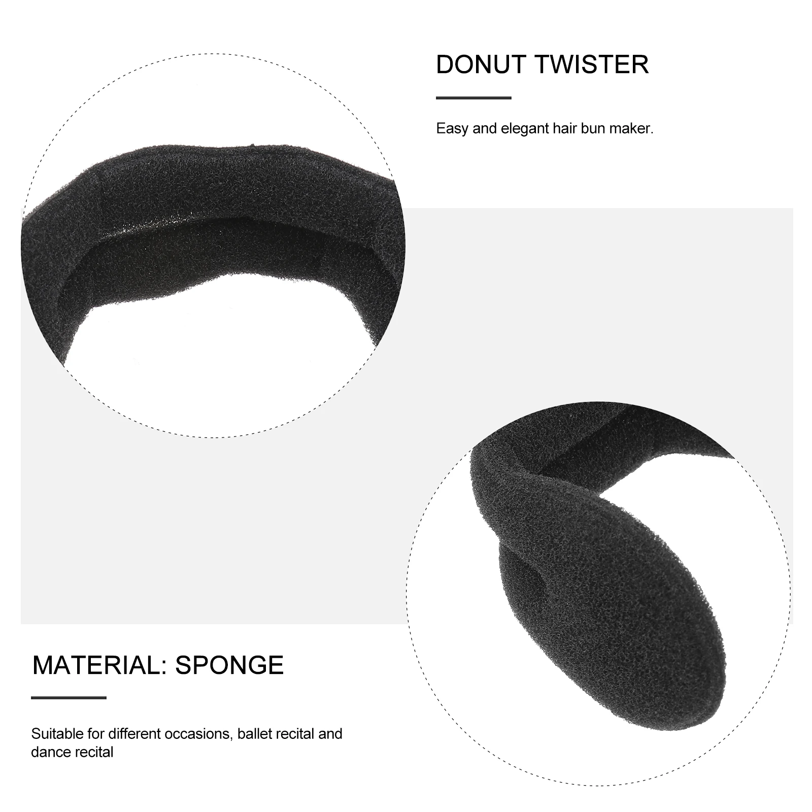 

6 Pcs Hair Bun Maker Donut Sponge Styling Tool for Women Black Easy Elegant Long Lasting No Smell Perfect