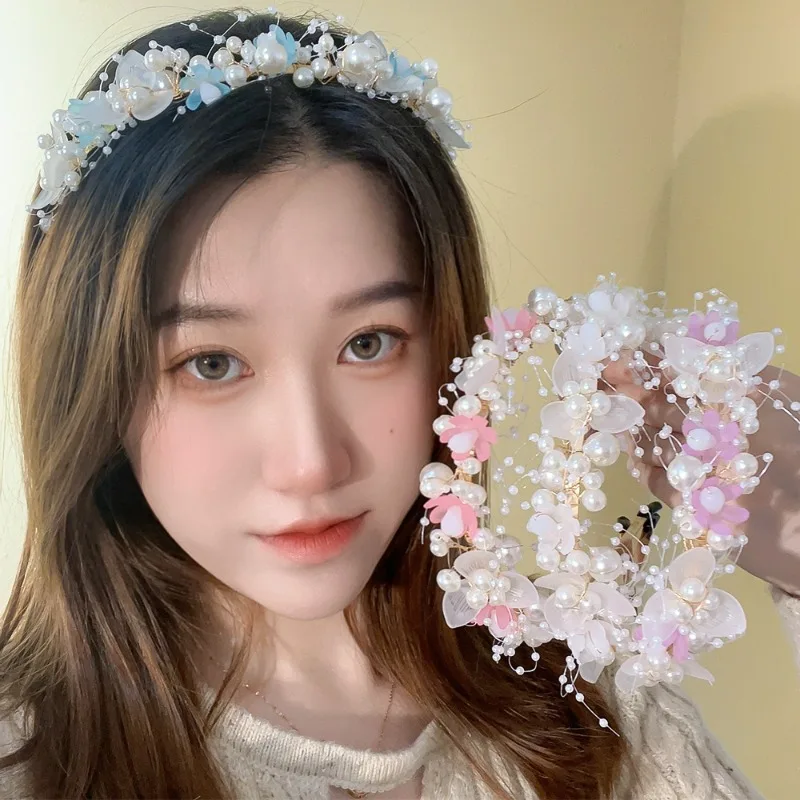 White Flowers Headband Bridal Wedding Hair Accessories Girls Dress Garland Princess Crown Hairband Hair Jewelry Gifts