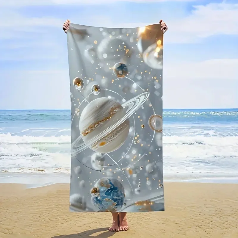 Saturn Planet Space Beach Towel Galaxy Starry Sky Quick Dry Large Pool Bath Towel