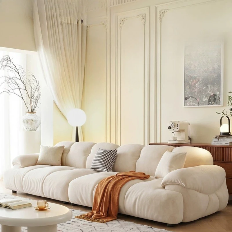 

Sofa living room household cream wind small apartment marshmallow Foshan furniture light luxury high sense