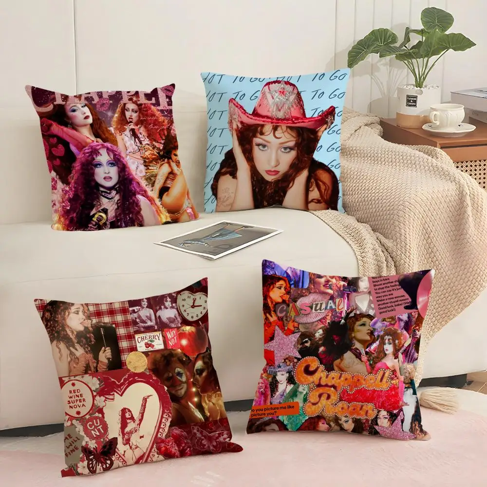 C-Chappell R-Roan Singer Cushion Cover Silky Short Plush with Invisible Zipper Dustproof Sofa Pillow Cover for Home Decor