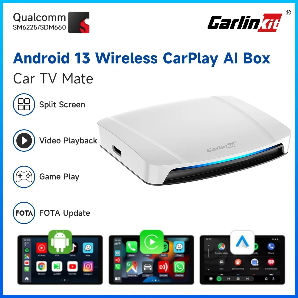 CarlinKit CarPlay UHD TV Box Wireless Android Auto Video Adapter 8-Cores 8G 128G  CarPlay AI Box Support Netflix Video HD Output