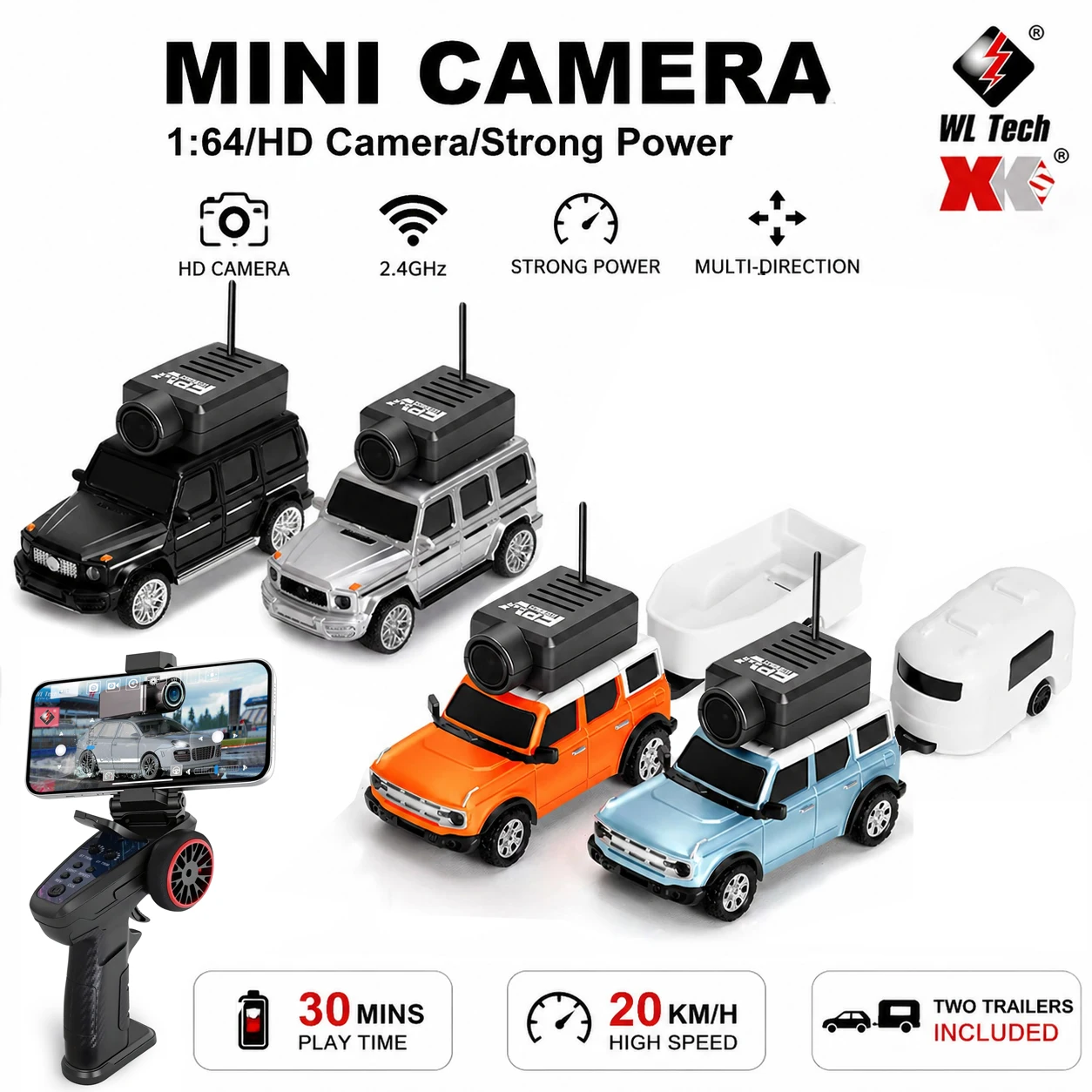 WLtoys 6405 6406-C RC Car With Camera 720P Video FPV View APP Control VR Function 2.4G Remote Control WiFi RC Drift Car 1:64