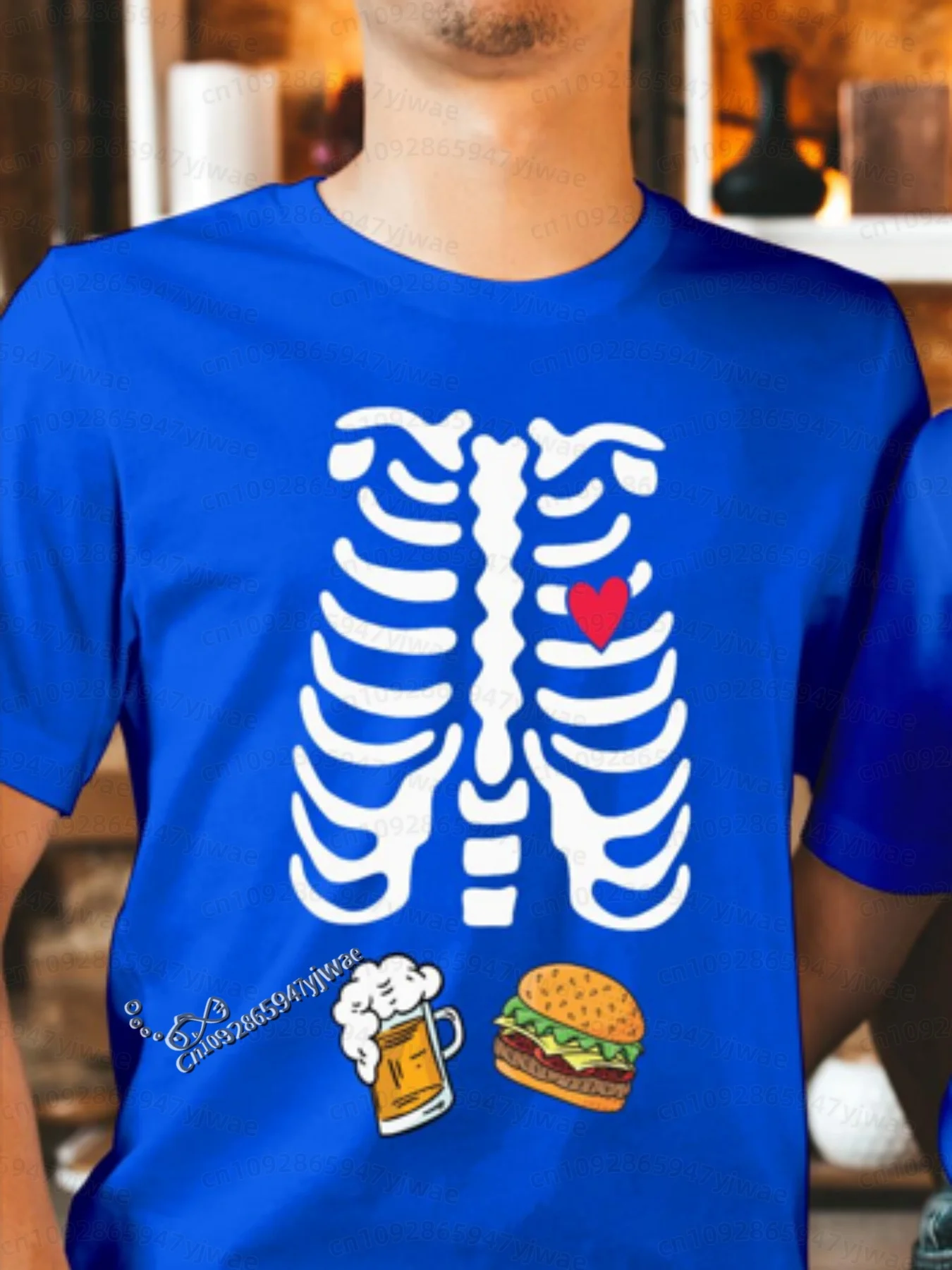 2026 Herren Halloween Skelett Schwangerschafts-Baby Halloween T-Shirt Totenkopf-Knochen-Druck Kurzarm Damen Herren Halloween Paar T-Shirt – Detail 18