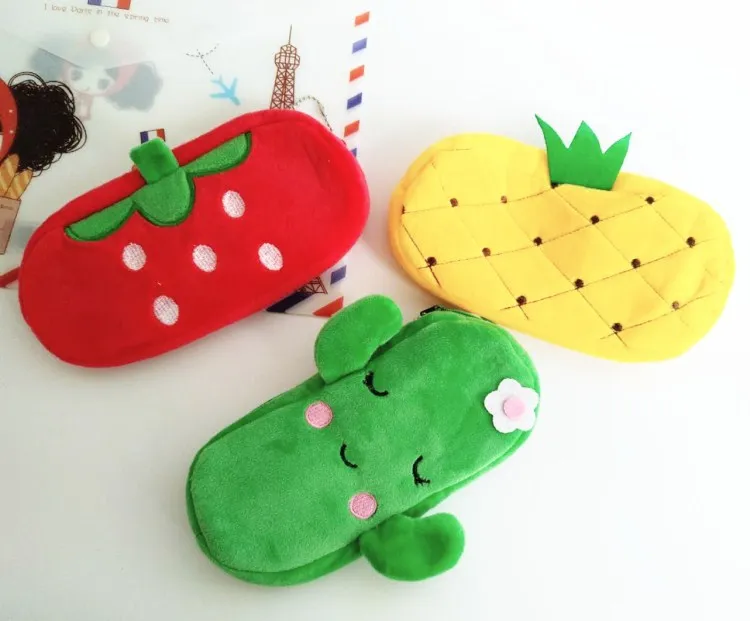 1 pz creativo anguria peluche astuccio Kawaii Pencilcase scuola portapenne borsa forniture scuola scatola matite sacchetto di cancelleria