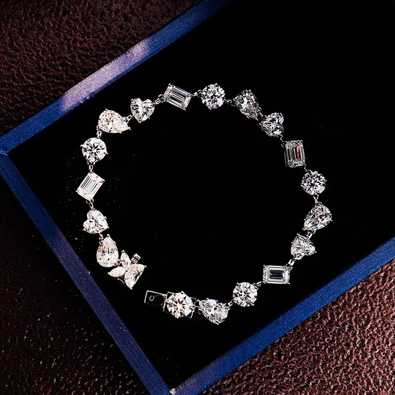 

Provence Luxury Tennis Bracelet 15cm white Gold Many Shapes DEF/VS Lab Diamonds Bangles Classic Style Bracelet for Lover Custom