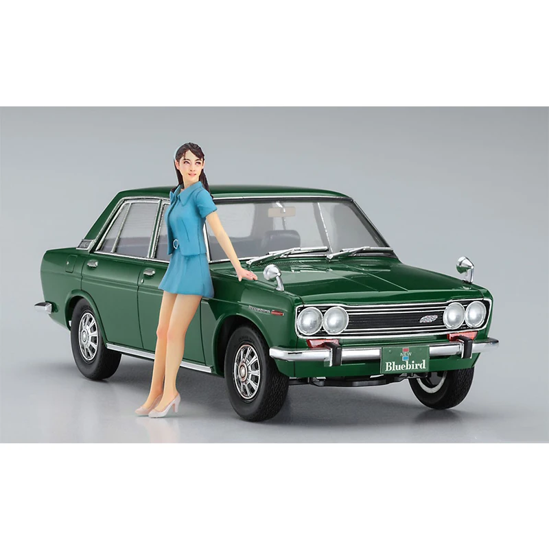 Hasegawa 52277 Static Assembled Car Model Toy 1/24 Scale For Nissan DATSUN Bluebird 1600 SSS with 60s Girl Car Model Kit