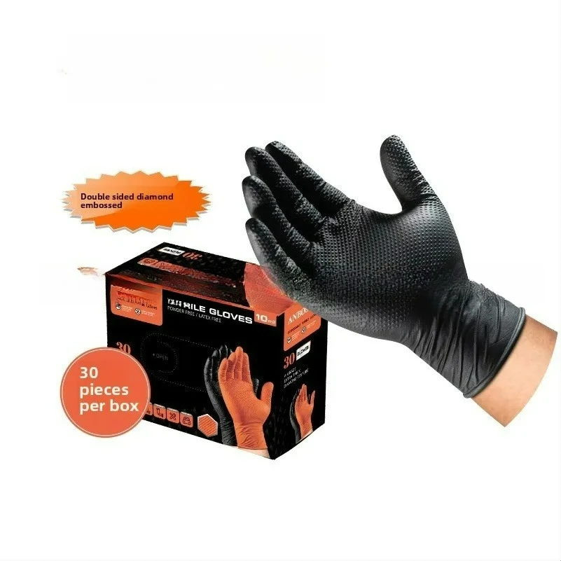 Extra thick diamond pattern disposable nitrile gloves boutique food grade kitchen housework nitrile gloves factory