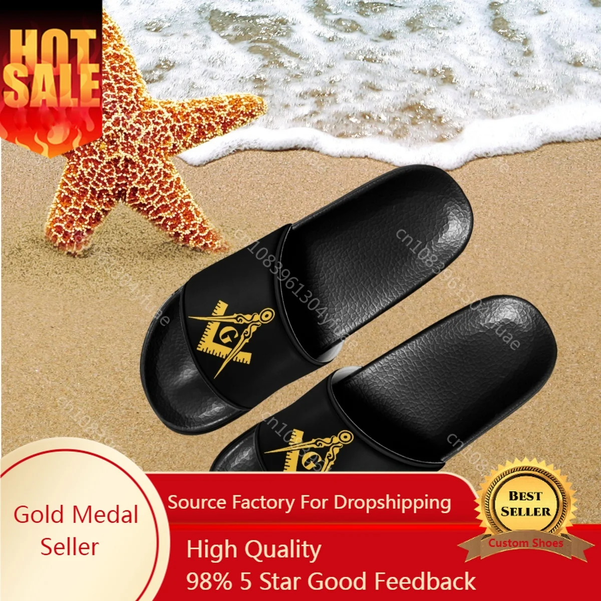 

Freemasonry Desgin Print Ladies Slippers Casual Lightweight Pool Slides For Summer Comfortable Wear-Resistant Women Shoes Тапки