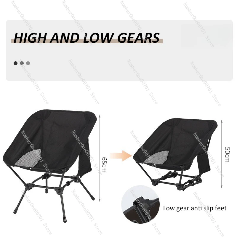Portable Folding Beach Chair, Ultralight Camping Chair with Square Iron Tube Legs, Moon Chair Style for Outdoor Fishing & Picnic