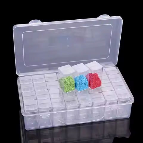 Transparent Storage Box with 32 Compartments, Small Independent Boxes for Storing Rhinestones and Diamond Painting Tools
