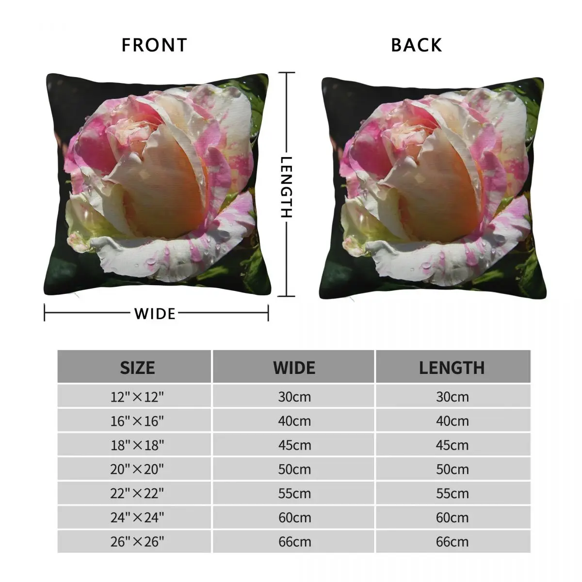 Summer Raindrops On Rose Square Pillowcase Polyester Linen Velvet Creative Zip Decorative Pillow Case Room Cushion Wholesale 18