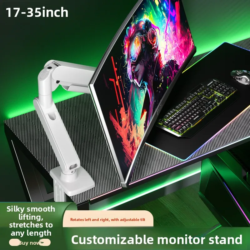 Gas Spring Single Monitor Arm Degree Rotation Height Adjustable Desk Clamp Grommet Mount To Inch Screens Tool Free Setup