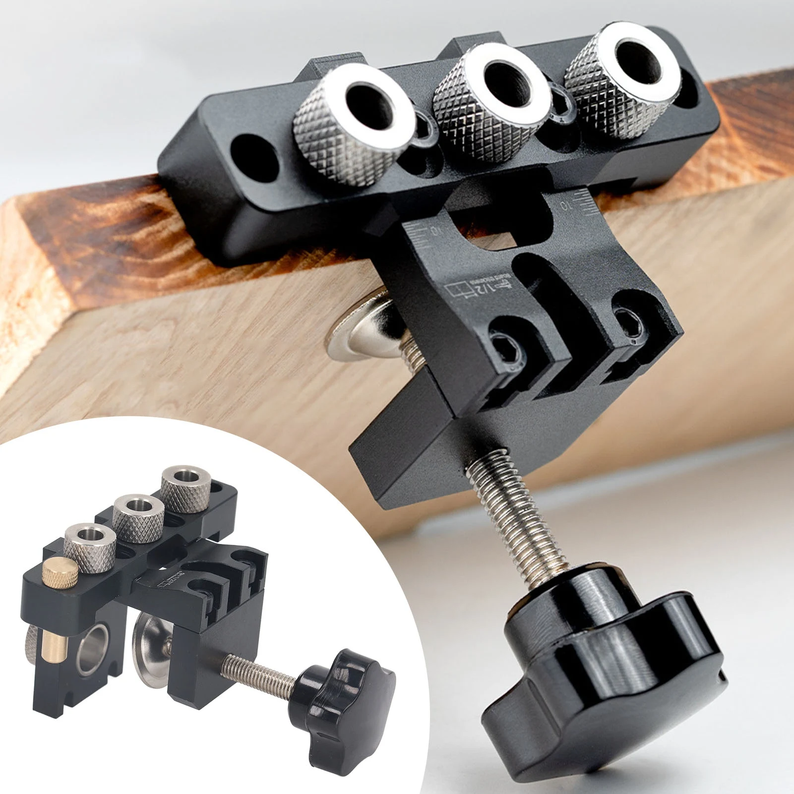 Doweling Jig Drill Kit Aluminum Alloy Drilling Depth Adjustable Dowel Drill  Kit Drilling Locator Doweling Jig Hole Puncher