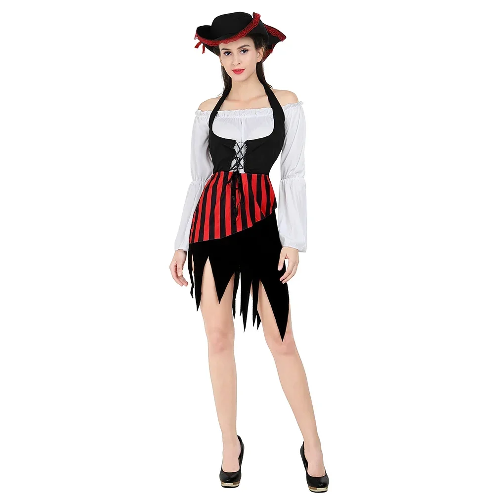 Damen Piratenkostüm Damen Wikinger Kapitän Cosplay Disfraces Halloween Kostüm Kostüme Rennaisance Maskerade Party Outfit