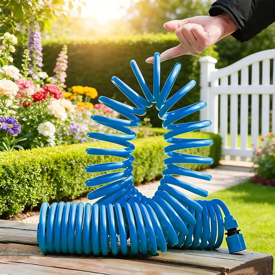 Flexibler Einziehbarer Spiralgartenschlauch EVA-Federwasserschlauch für Autowäsche Gartenbewässerung Leichtgewichtig Knickfrei Langlebig