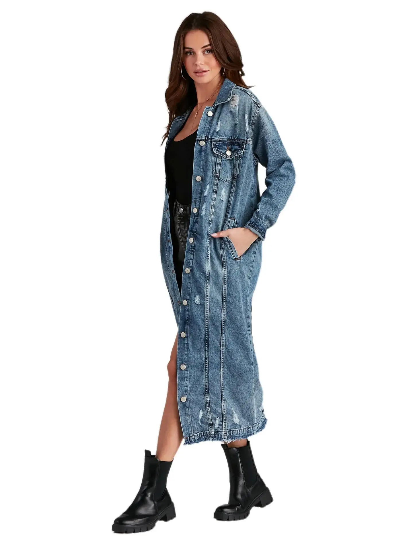 

Женская джинсовая куртка больших размеров S-3XL, модная, однобортная, из хлопка, осенняя, без бренда, без зарегистрированной торговой марки