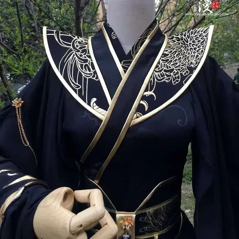 Customized Halloween Ancient King Cosplay Costume For Men Oversized Chinese Traditional Vintage Hanfu Black Sets Large Size 5XL