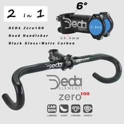 DEDA Zero100 Black Gloss+Matte Carbon Fiber 31.8mm Road Bike Handlebar Drop Bar Bicycle Parts Aluminum Wrapped Carbon Stem