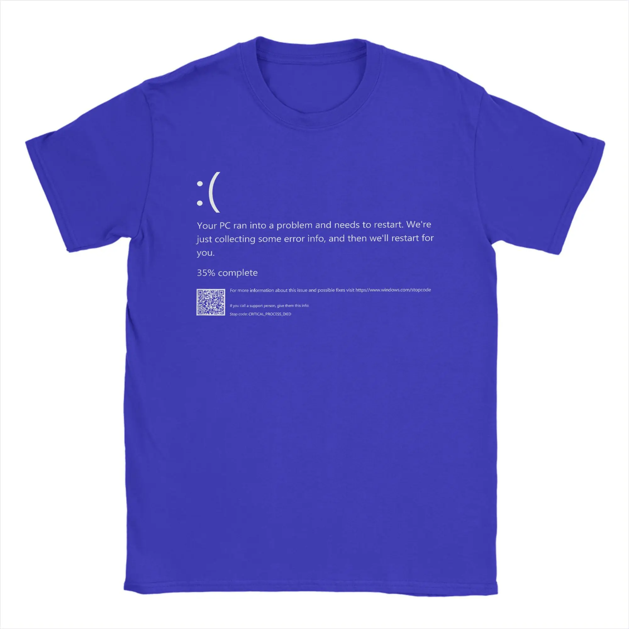 Camisetas con pantalla azul de la muerte BSOD para hombre, camisetas novedosas de algodón puro con cuello redondo, camisetas de Error de ordenador, camisetas de manga corta, Idea de regalo
