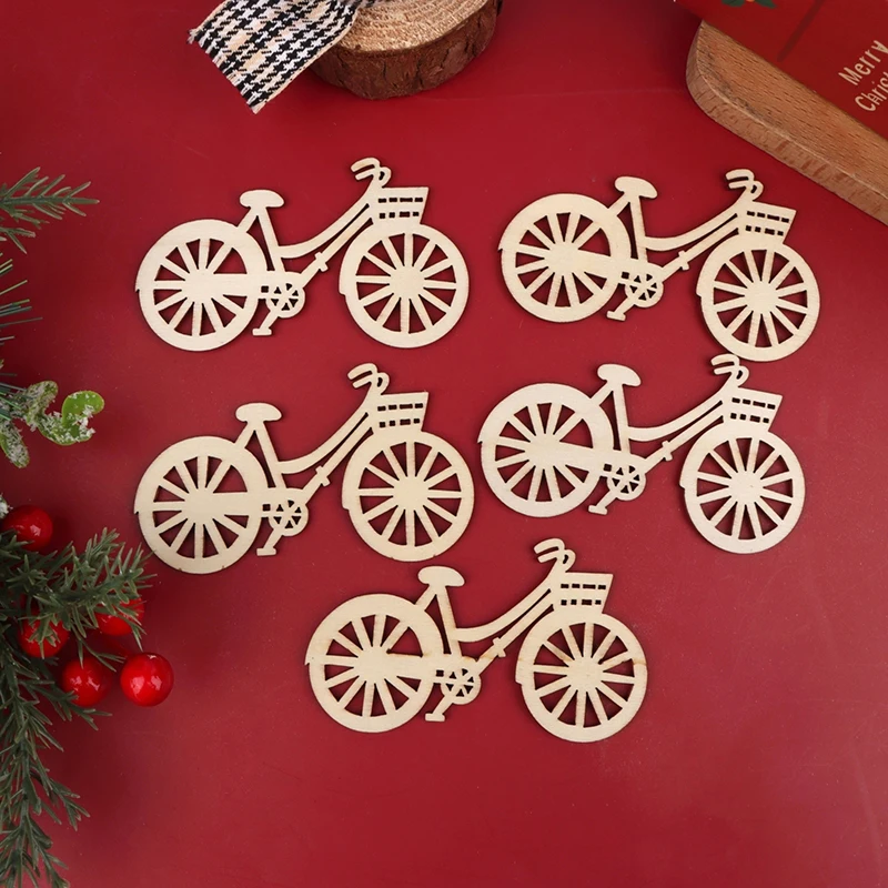 5Pcs Dollhouse Miniature Wooden Christmas Bike Model Home Decor Bicycle Ornament Toy Doll House Accessories-Toy