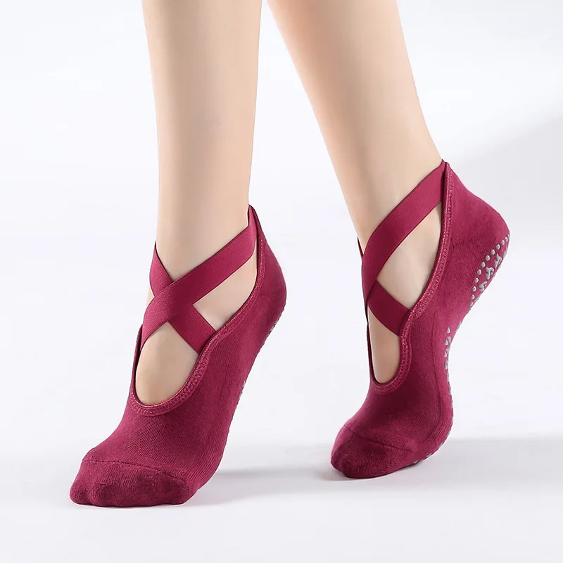 Frauen Hohe Qualität Atmungsaktive Yoga Socken Silikon Non-Slip Bandage Pilates Socke Damen Ballett Tanz Fitness Workout Baumwolle Socken – Detail 3