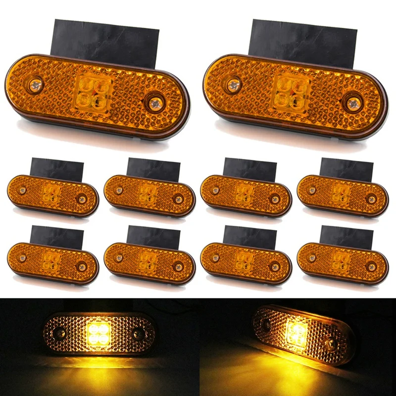 Luz LED de posición lateral para coche, lámpara de señalización trasera para camión, Tractor, RV, remolque, camioneta, 10 piezas, 4 LED, 24V