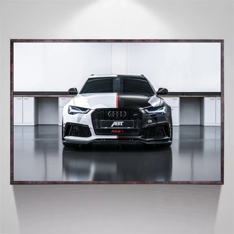 Modern Supercar Audis Rs6 Black and White Art Poster Canvas Painting Print Wall Art Picture for Living Room indoor Home Decor