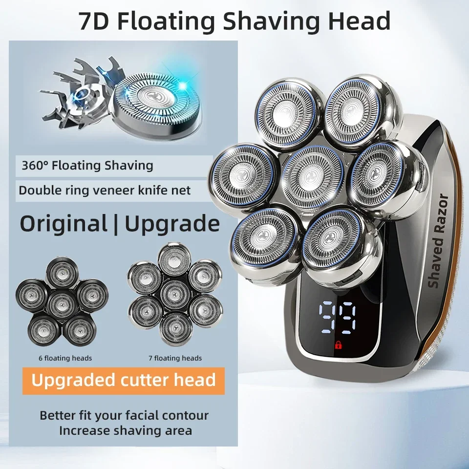 NEW Shaver For Men 7D Independently 7 Cutter Floating Head Waterproof Electric Razor Multifunction USB Charge Trimmer Men