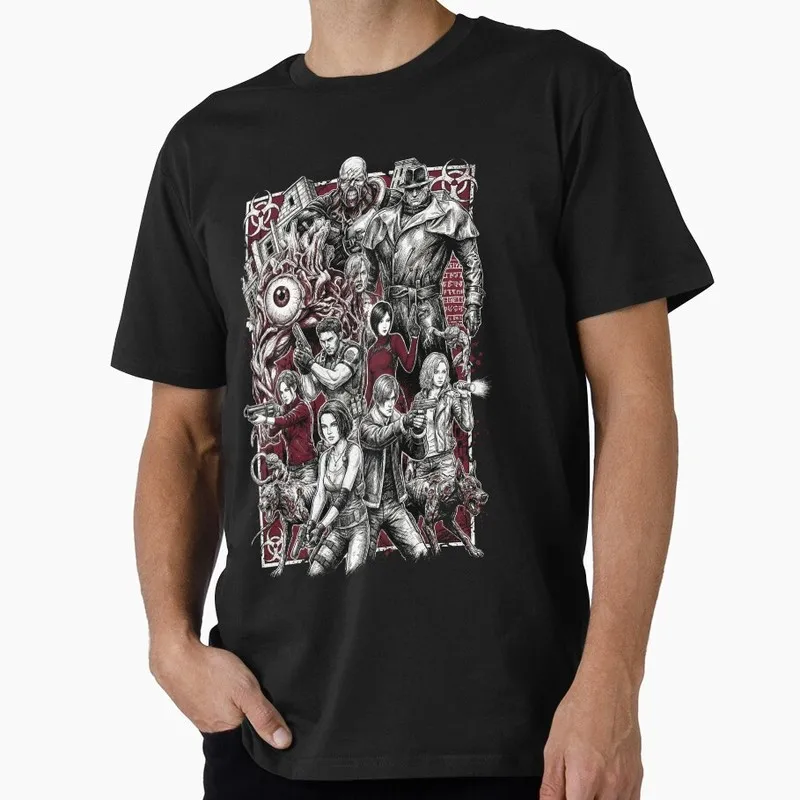 Vintage Resident Evil Nemesis T‑Shirt Biohazard Survival Horror Game Graphic Print Unisex Tee Retro Dark Gamer Streetwear Tops