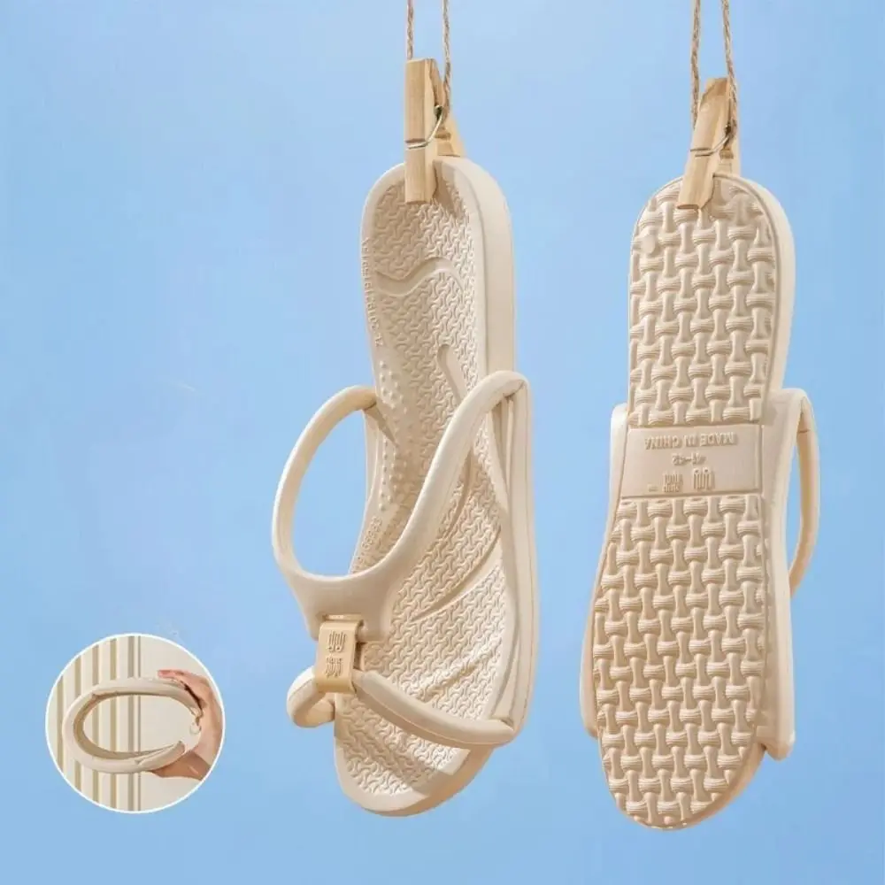 

Flip Flops Portable Women Folding Slippers Non-slip Soft Slides EVA Shoes Flat Heels Comfortable Beach Flat Slippers for Summer