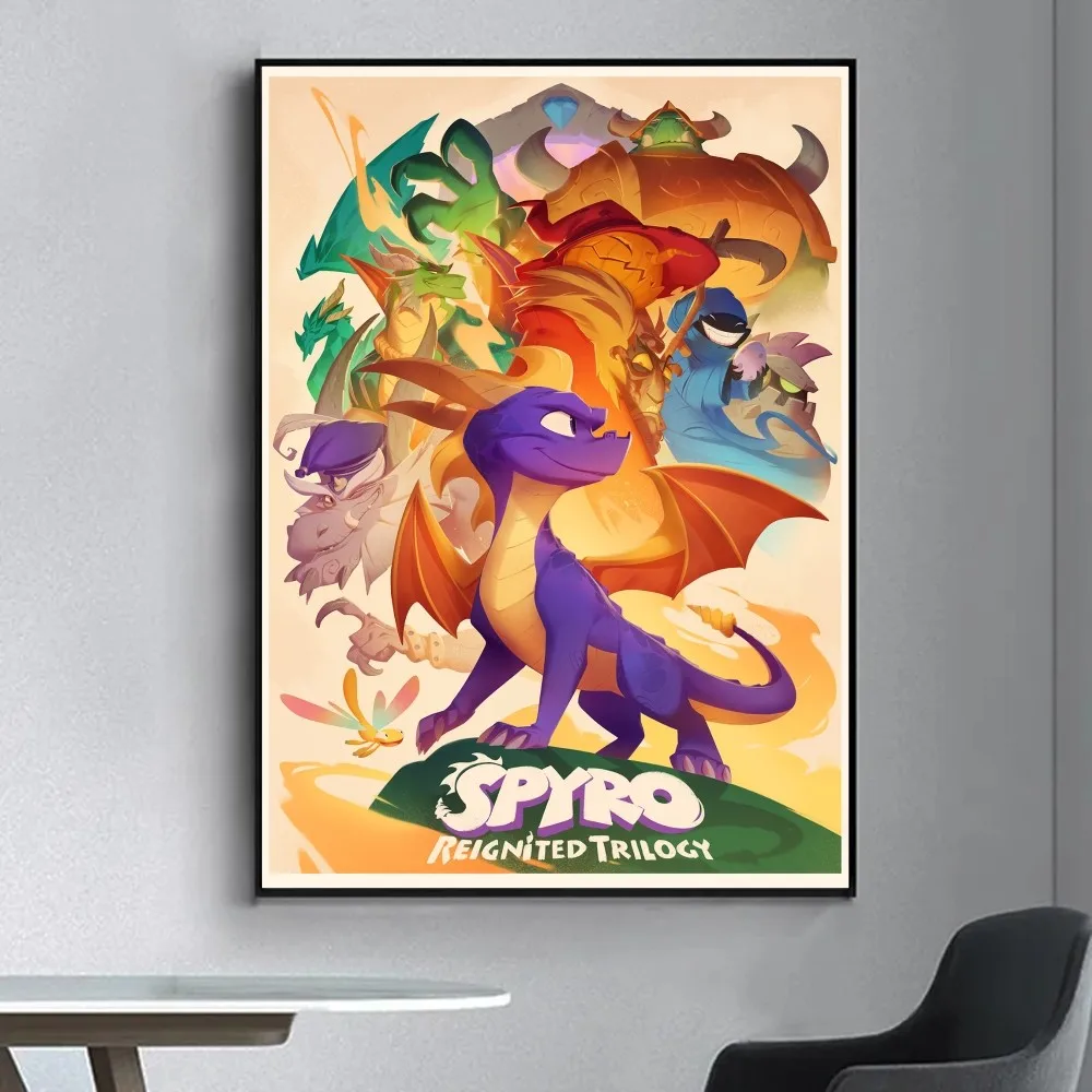 S-Spyro R-Reignited T-Trilogy Poster Fancy Poster Wall Sticker for Living Room Bar Vintage Decorative Painting Middle