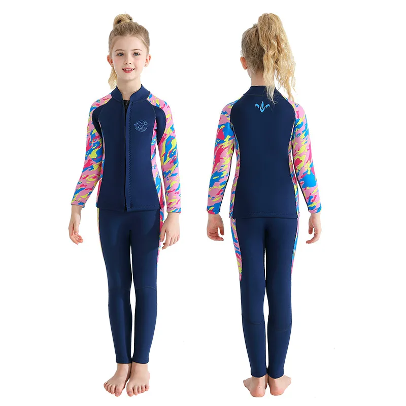 Kids Wetsuit Top/Bottoms Girls/Boys, 2mm  Jacket+Pants Long Sleeve Neoprene Wet Suit Water Aerobics Diving Surfing Swimming