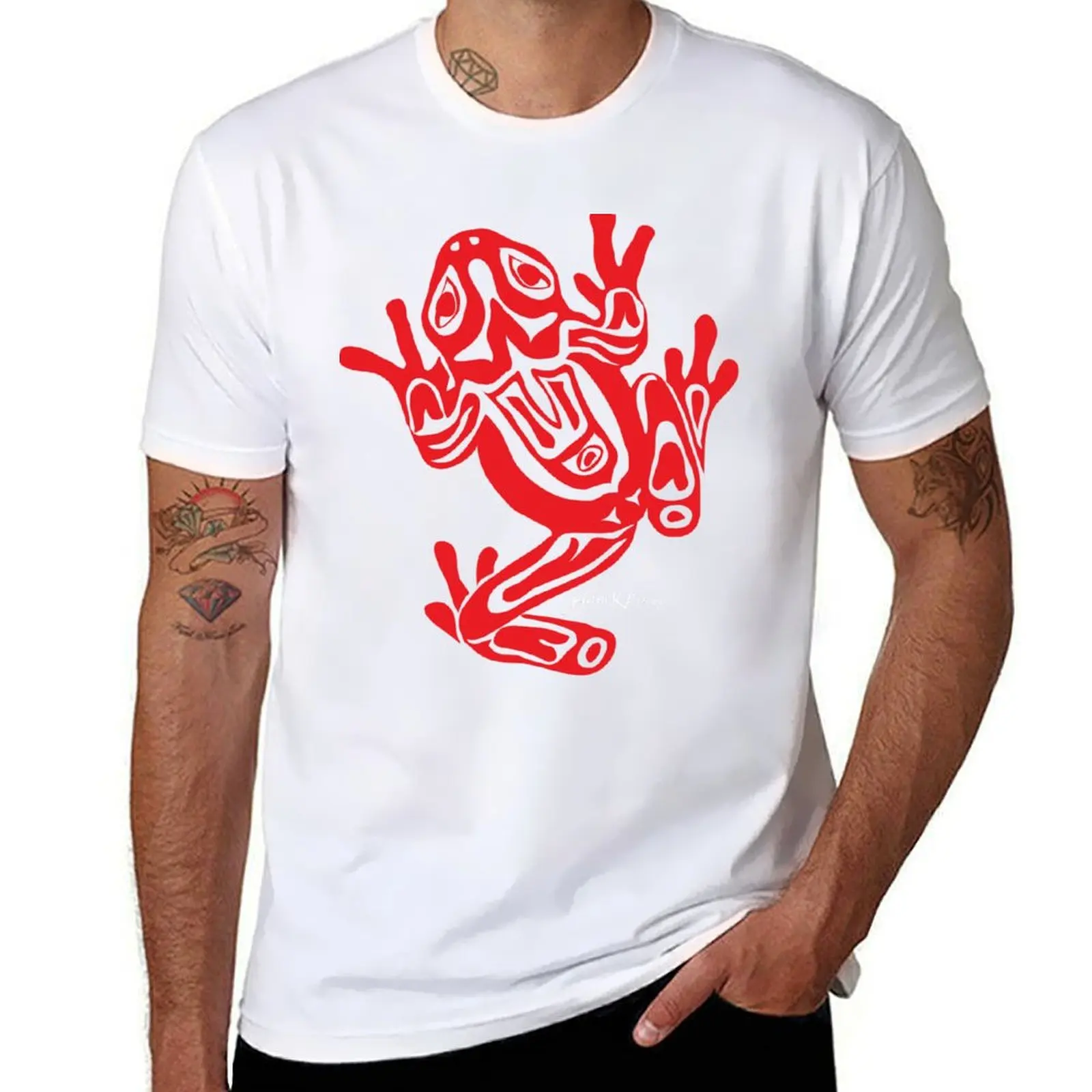 

Northwest Coast Style Frog T-Shirt cotton t shirt pack man t shirt summer T-Shirt