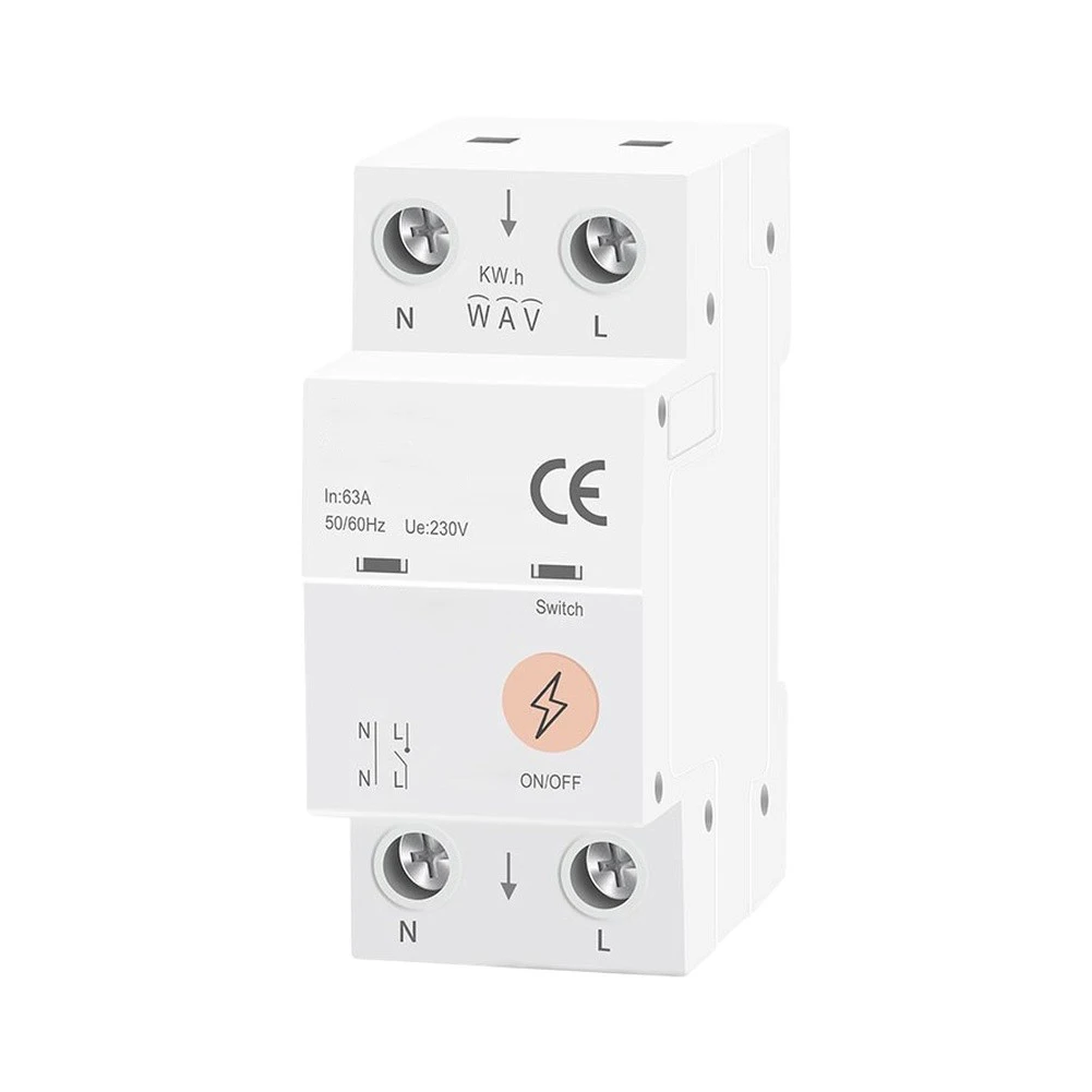 2P 63A WIFI Breaker Wireless Remote Control Switch For Smart Home Automation Energy Management Safety Device