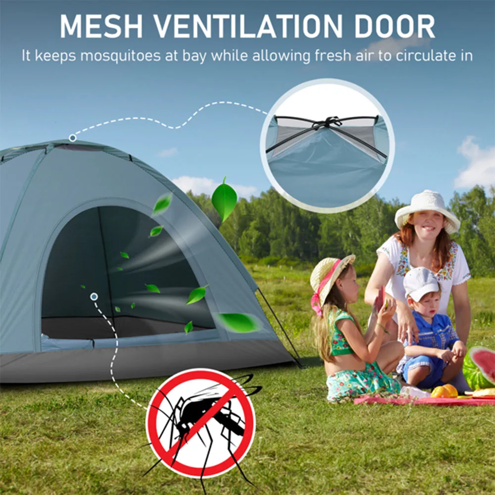 3/4 شخص خيمة التخييم خفيفة طبقة واحدة المحمولة خيمة للتنزه المطر والشمس حماية خيمة للتنزه في الهواء الطلق شاطئ فيشي