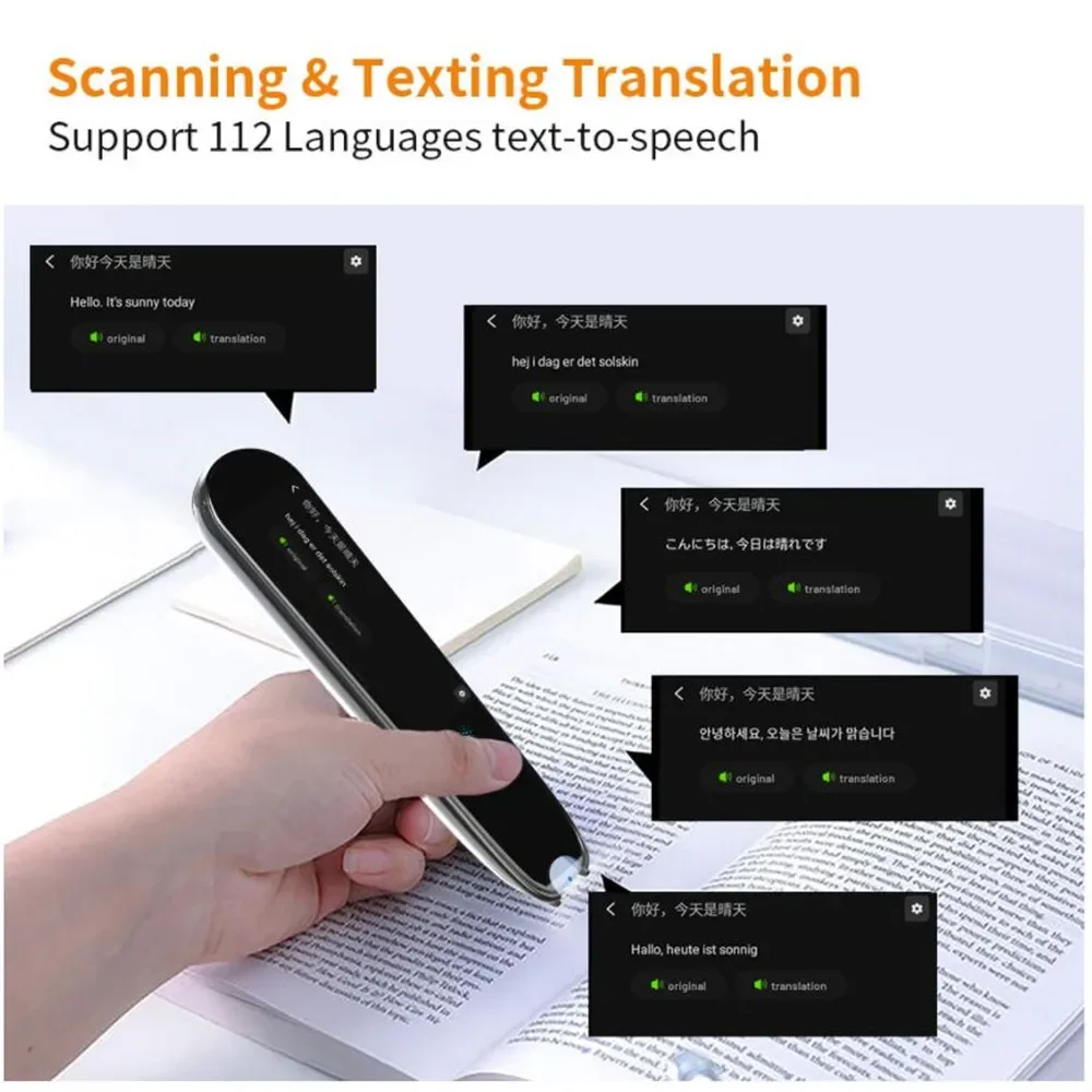 2.23-inch international scan translator pen text extract translation 112 languages  English Germany  Arabic