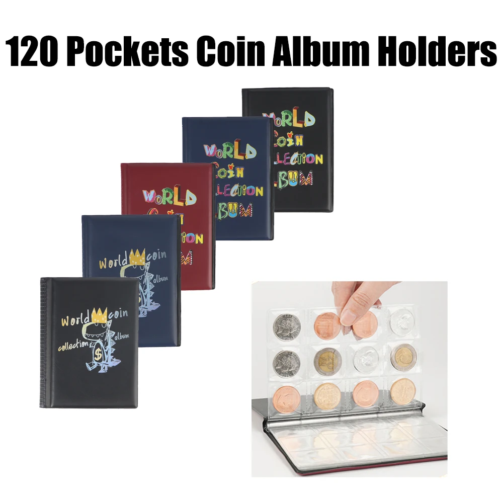 120 Pockets Coin Album Book Collecting Money Organizer Coins Collector Coin Holder Albums Mini Penny Coin Storage Bag Gifts