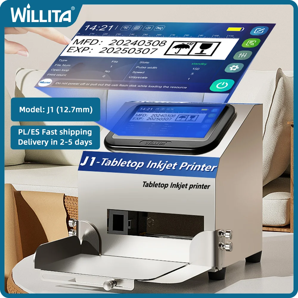Image of Willita J1 12,7mm Tragbarer Statischer Tintenstrahldrucker Schneller Versand für Verfallsdatum Chargennummer Barcode QR-Code Etikettiermaschine