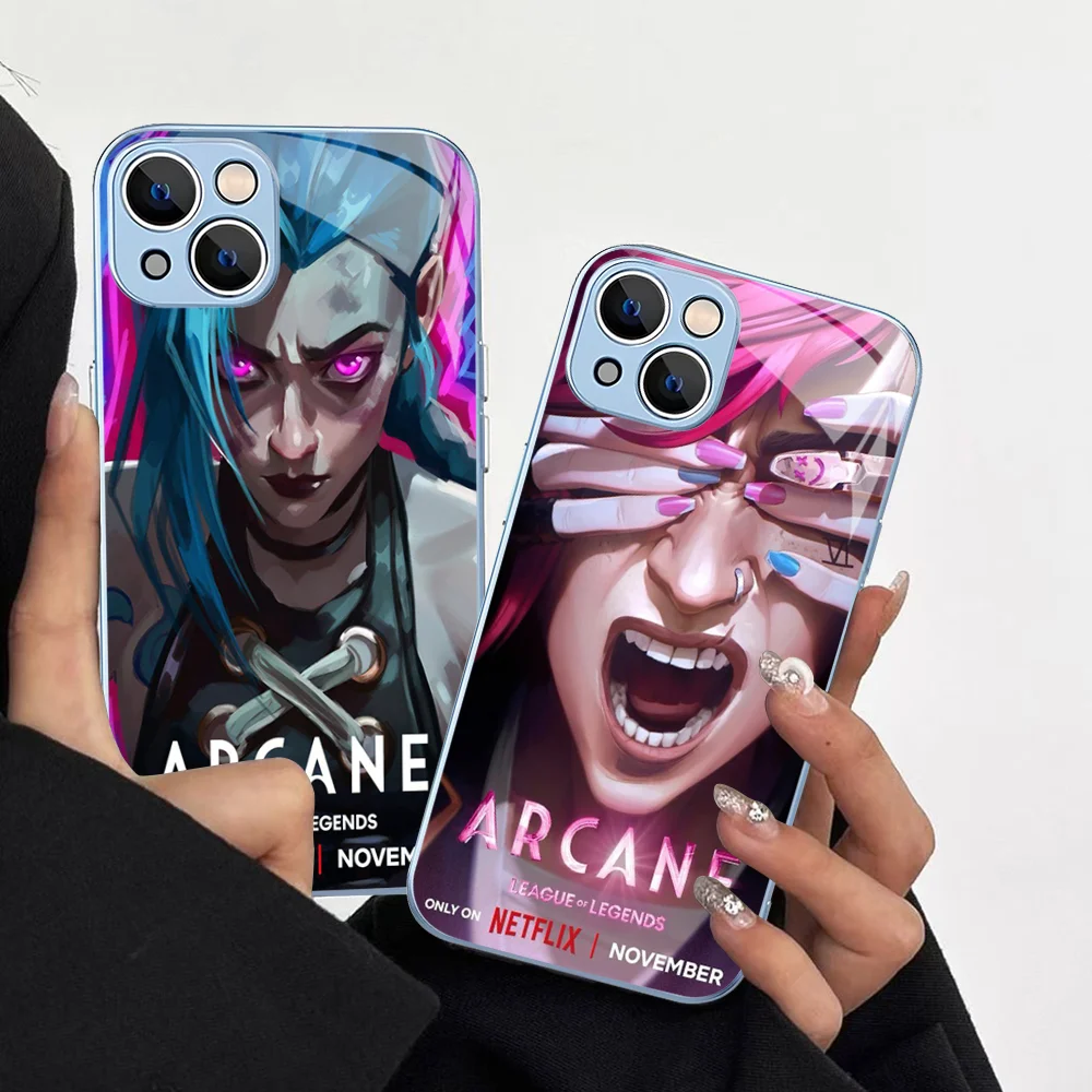 Arcane League Of Legends Phone Case For iPhone 14 13 12 Mini 11 Pro XS Max X XR 14 Plus Tempered Glass Cover