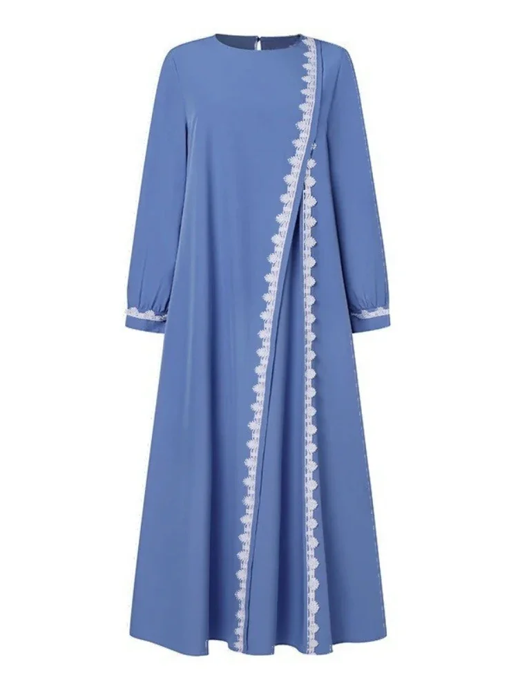 Eid muslimische Party kleid für Frauen Ramadan Spitze Abaya langes Kleid Gürtel Marokko Kaftan Vestidos Largos Dubai Robe Jalabiya