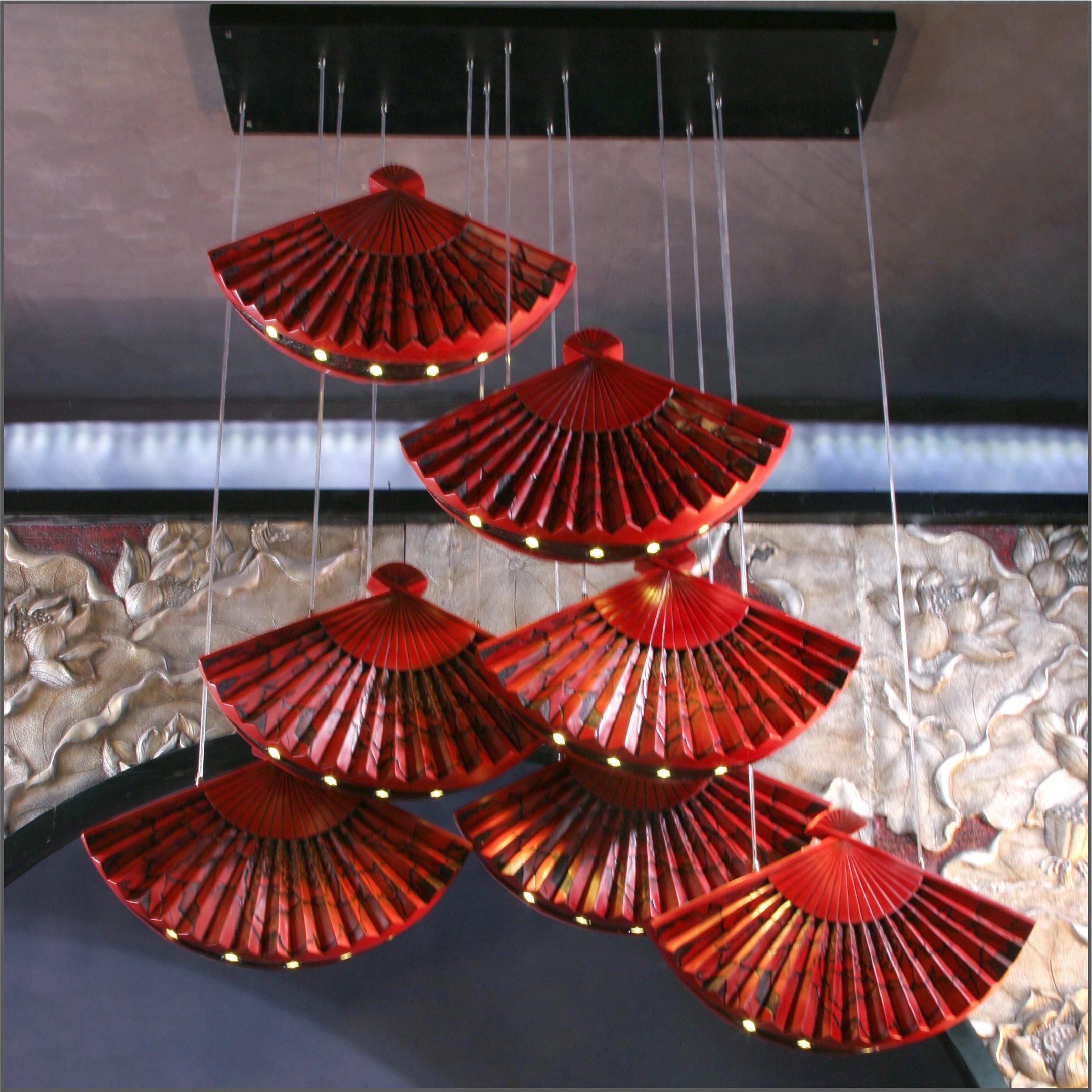 New Chinese Fan Chinese Style Zen Restaurant Duplex Art Hanging