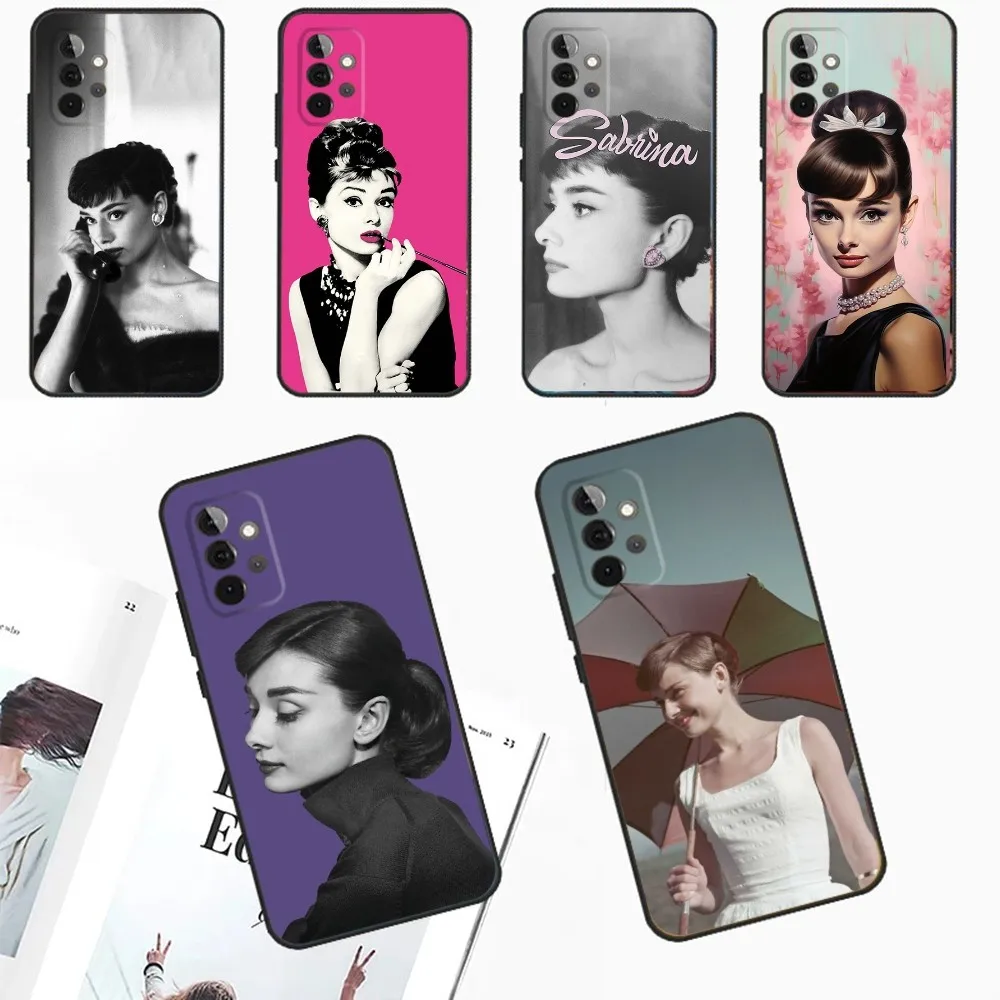 A-Audrey H-Hepburn Phone Case For Samsung Galaxy A13,A21s,A22,A31,A32,A52,A53,A71,A80,A91 Soft Black Phone Cover